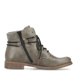 Fashion Rieker Sznurowane Buty Damskie W Kolorze Szaro-Zielonym