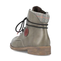 Fashion Rieker Sznurowane Buty Damskie W Kolorze Szaro-Zielonym