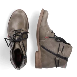 Fashion Rieker Sznurowane Buty Damskie W Kolorze Szaro-Zielonym