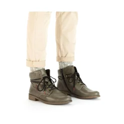 Fashion Rieker Sznurowane Buty Damskie W Kolorze Szaro-Zielonym