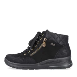 Discount Rieker Sznurowane Buty Damskie W Kolorze Glebokiej Czerni