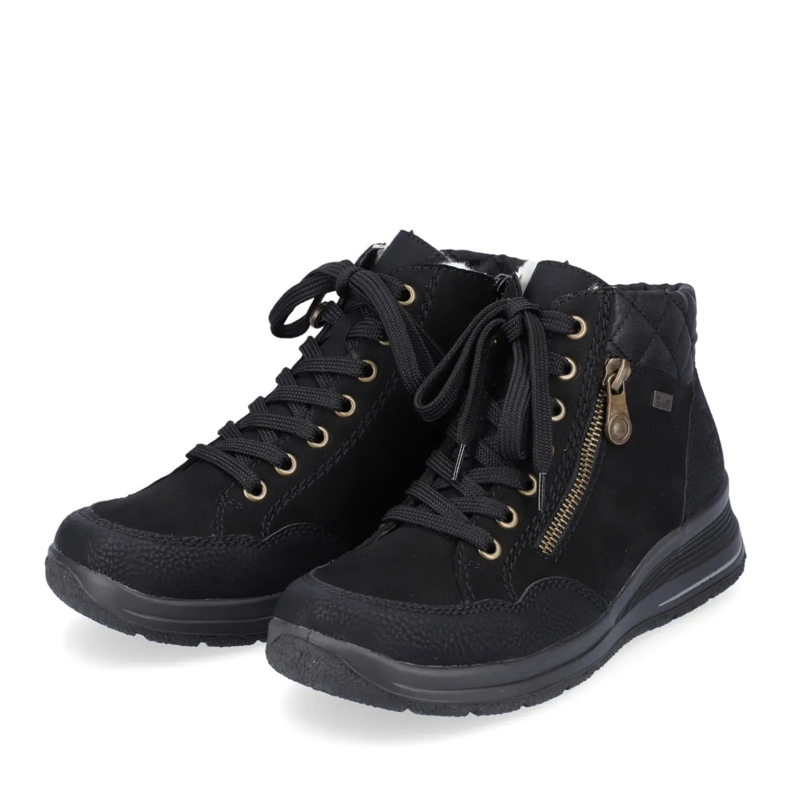 Discount Rieker Sznurowane Buty Damskie W Kolorze Glebokiej Czerni