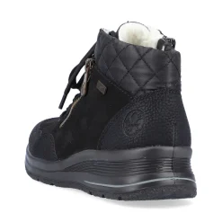 Discount Rieker Sznurowane Buty Damskie W Kolorze Glebokiej Czerni