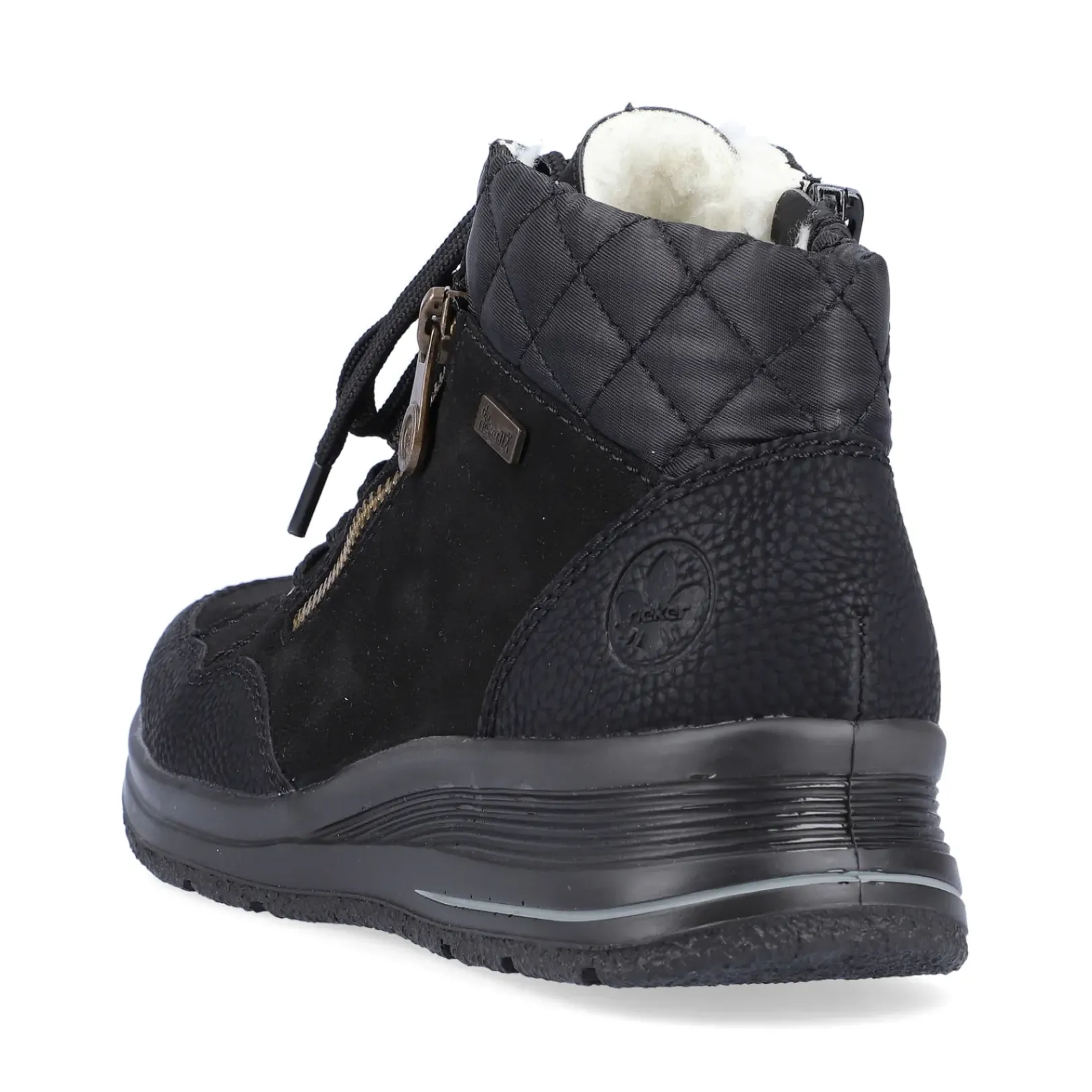 Discount Rieker Sznurowane Buty Damskie W Kolorze Glebokiej Czerni