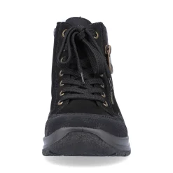 Discount Rieker Sznurowane Buty Damskie W Kolorze Glebokiej Czerni