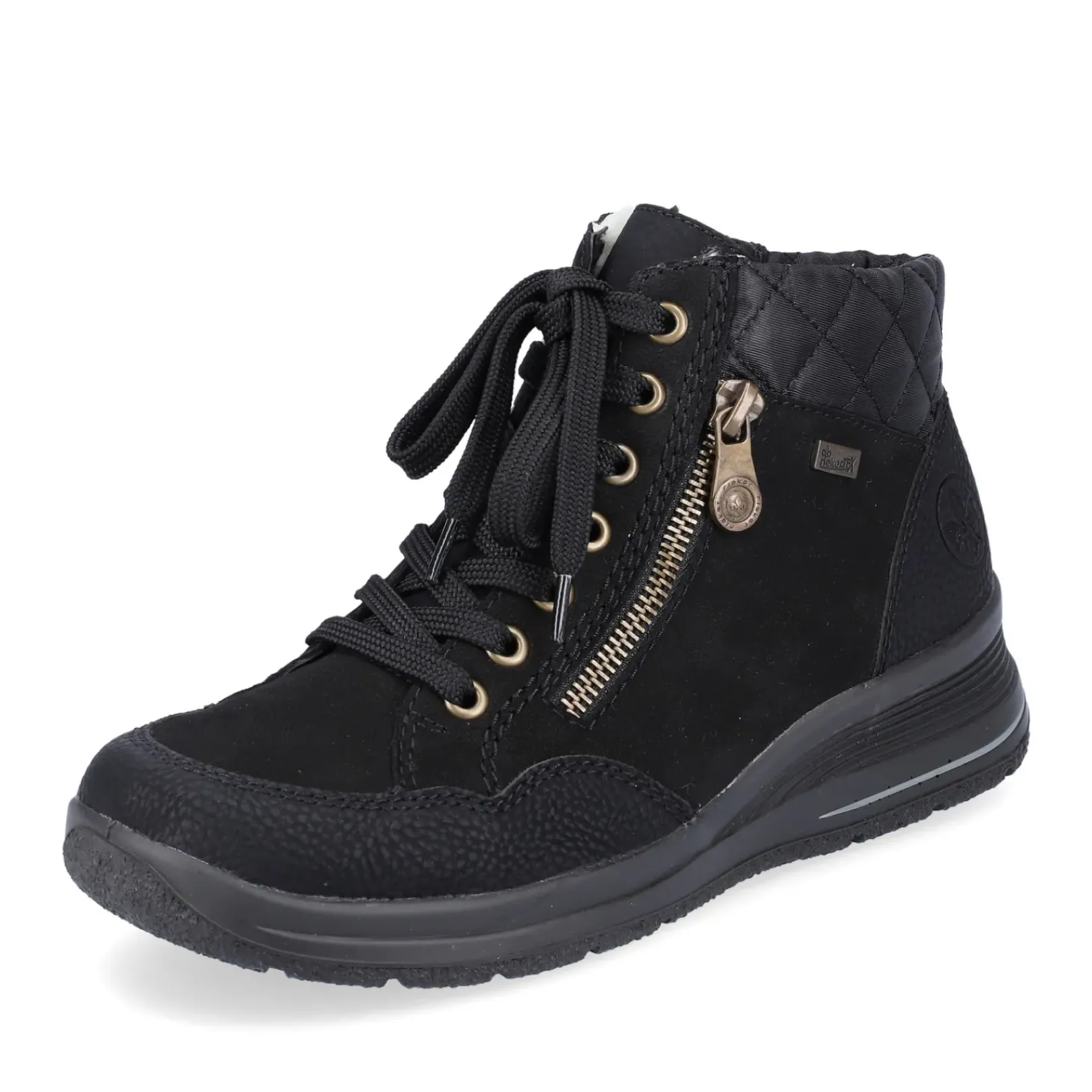 Discount Rieker Sznurowane Buty Damskie W Kolorze Glebokiej Czerni