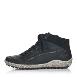 Discount Rieker Sznurowane Buty Damskie W Kolorze Glebokiej Czerni