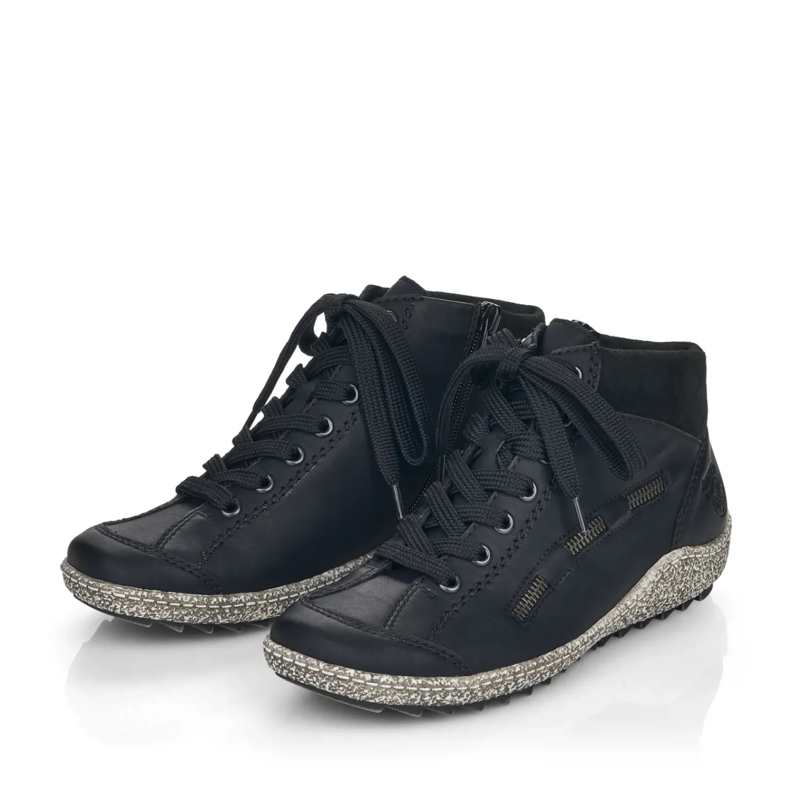 Discount Rieker Sznurowane Buty Damskie W Kolorze Glebokiej Czerni