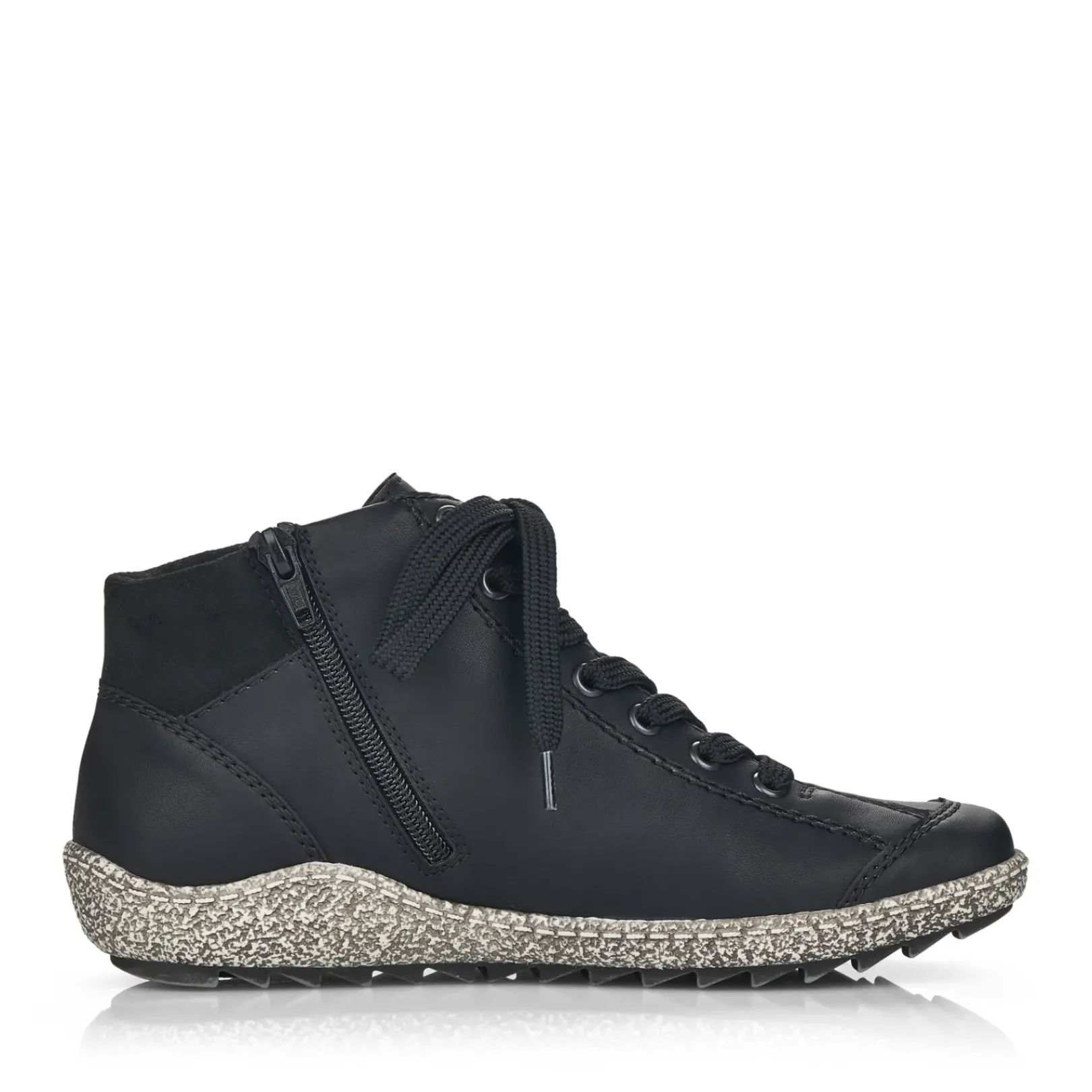 Discount Rieker Sznurowane Buty Damskie W Kolorze Glebokiej Czerni