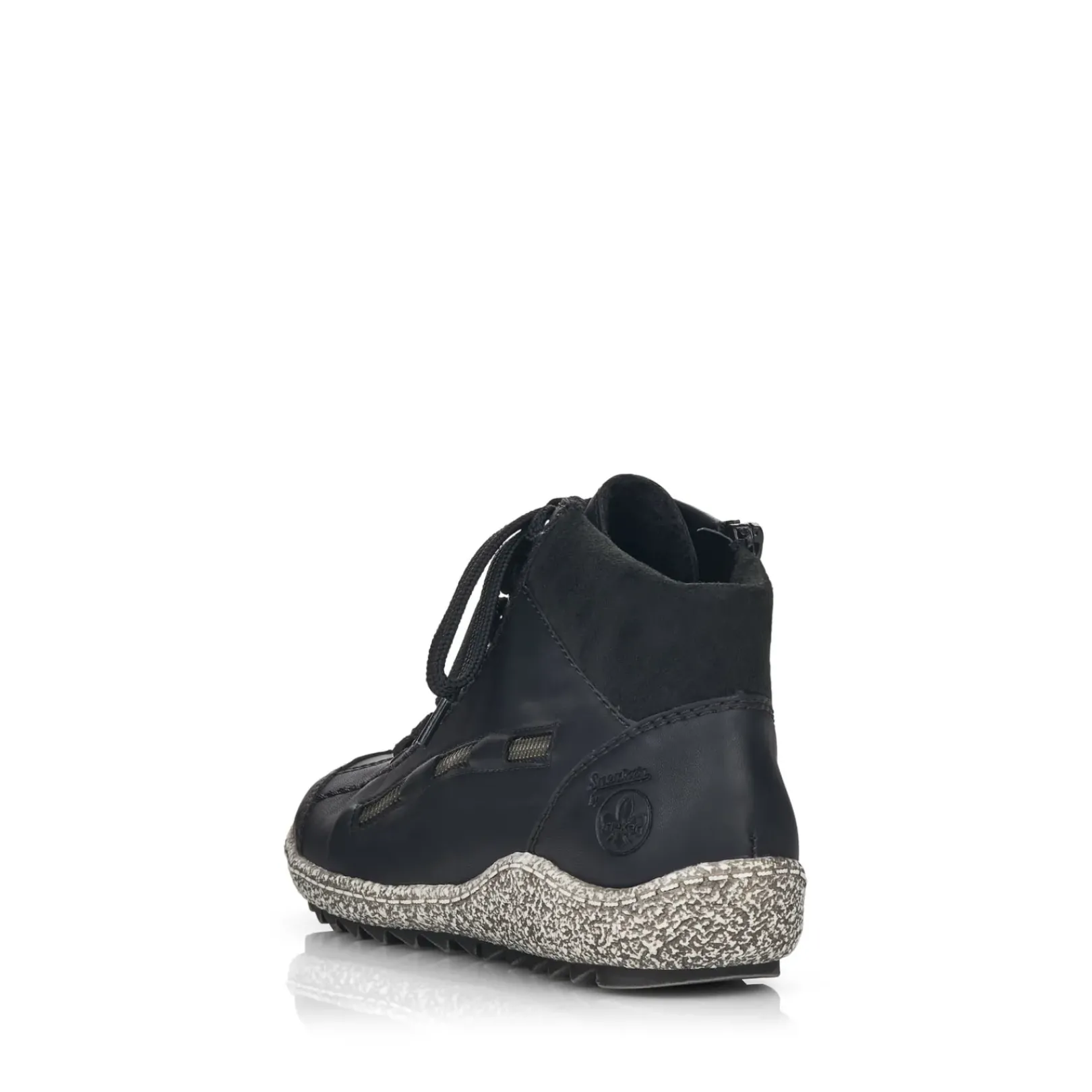 Discount Rieker Sznurowane Buty Damskie W Kolorze Glebokiej Czerni