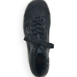Discount Rieker Sznurowane Buty Damskie W Kolorze Glebokiej Czerni