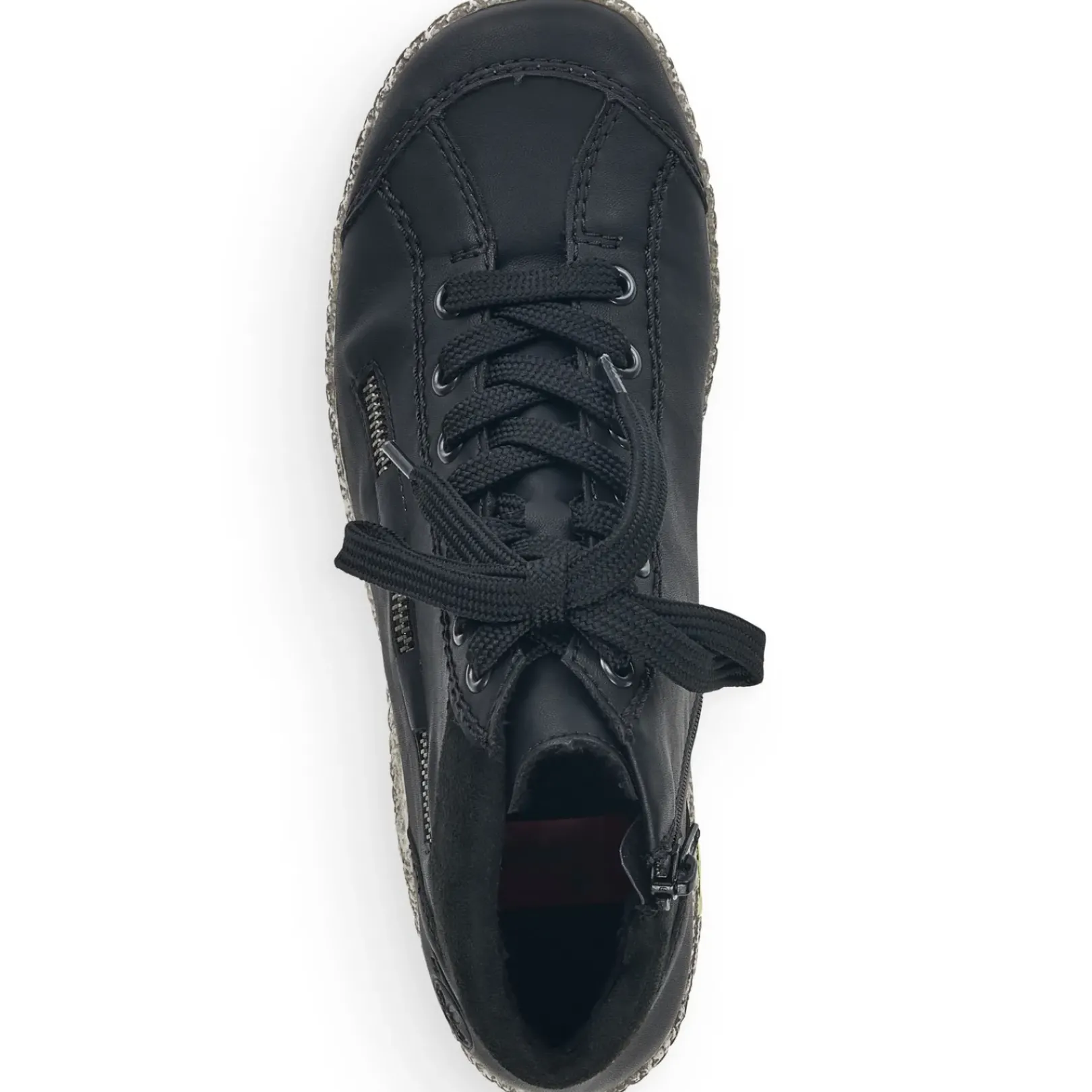 Discount Rieker Sznurowane Buty Damskie W Kolorze Glebokiej Czerni