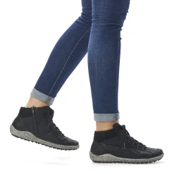 Discount Rieker Sznurowane Buty Damskie W Kolorze Glebokiej Czerni