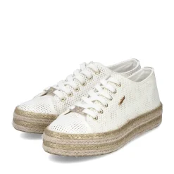 Hot Rieker Sznurowane Buty Damskie W Kolorze Labedzim Bialym
