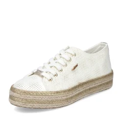 Hot Rieker Sznurowane Buty Damskie W Kolorze Labedzim Bialym
