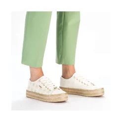 Hot Rieker Sznurowane Buty Damskie W Kolorze Labedzim Bialym