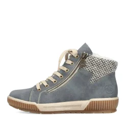 New Rieker Sznurowane Buty Damskie W Kolorze Niebiesko-Szarym