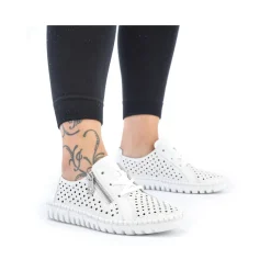 Hot Rieker Sznurowane Buty Damskie W Kolorze Perlowo-Bialym
