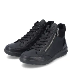 Best Rieker Sznurowane Buty Damskie W Kolorze Glebokiej Czerni