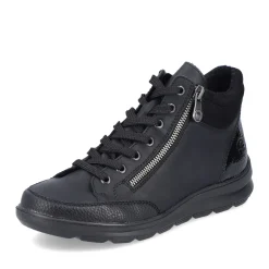 Best Rieker Sznurowane Buty Damskie W Kolorze Glebokiej Czerni