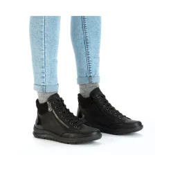 Best Rieker Sznurowane Buty Damskie W Kolorze Glebokiej Czerni