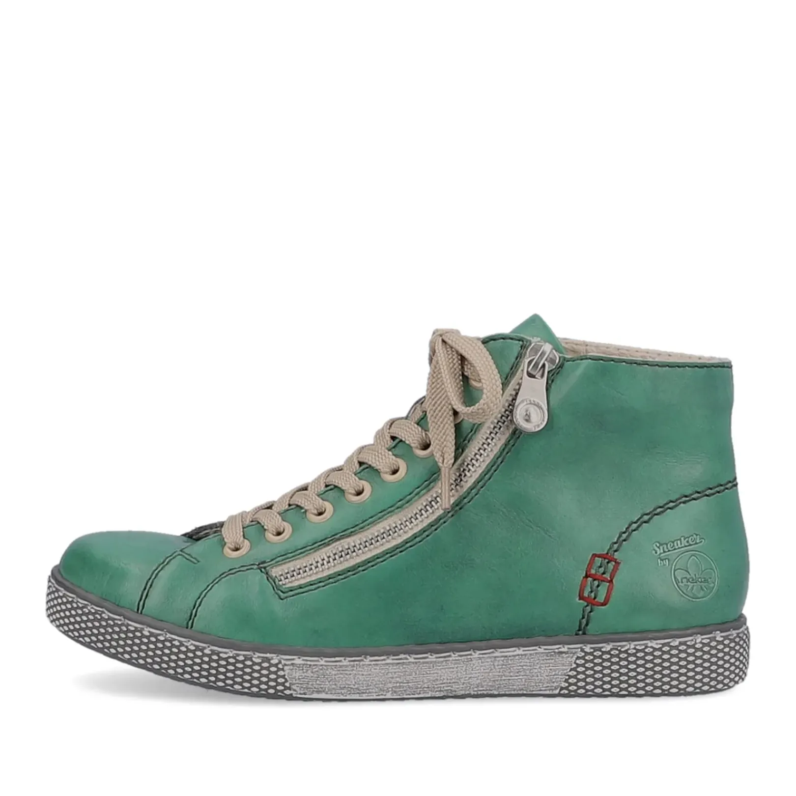 Fashion Rieker Sznurowane Buty Damskie W Kolorze Szmaragdowej Zieleni