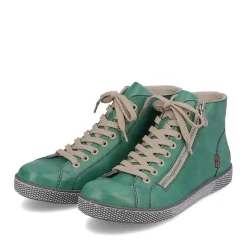 Fashion Rieker Sznurowane Buty Damskie W Kolorze Szmaragdowej Zieleni