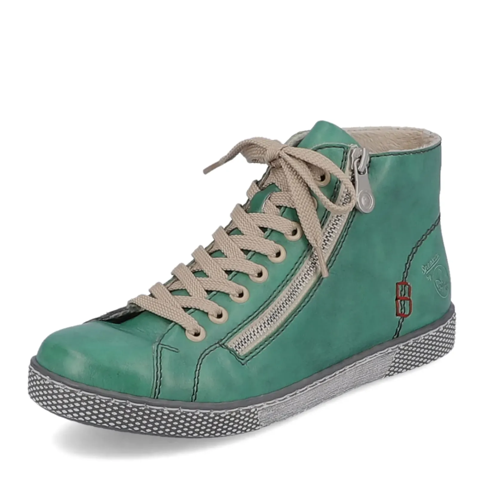 Fashion Rieker Sznurowane Buty Damskie W Kolorze Szmaragdowej Zieleni