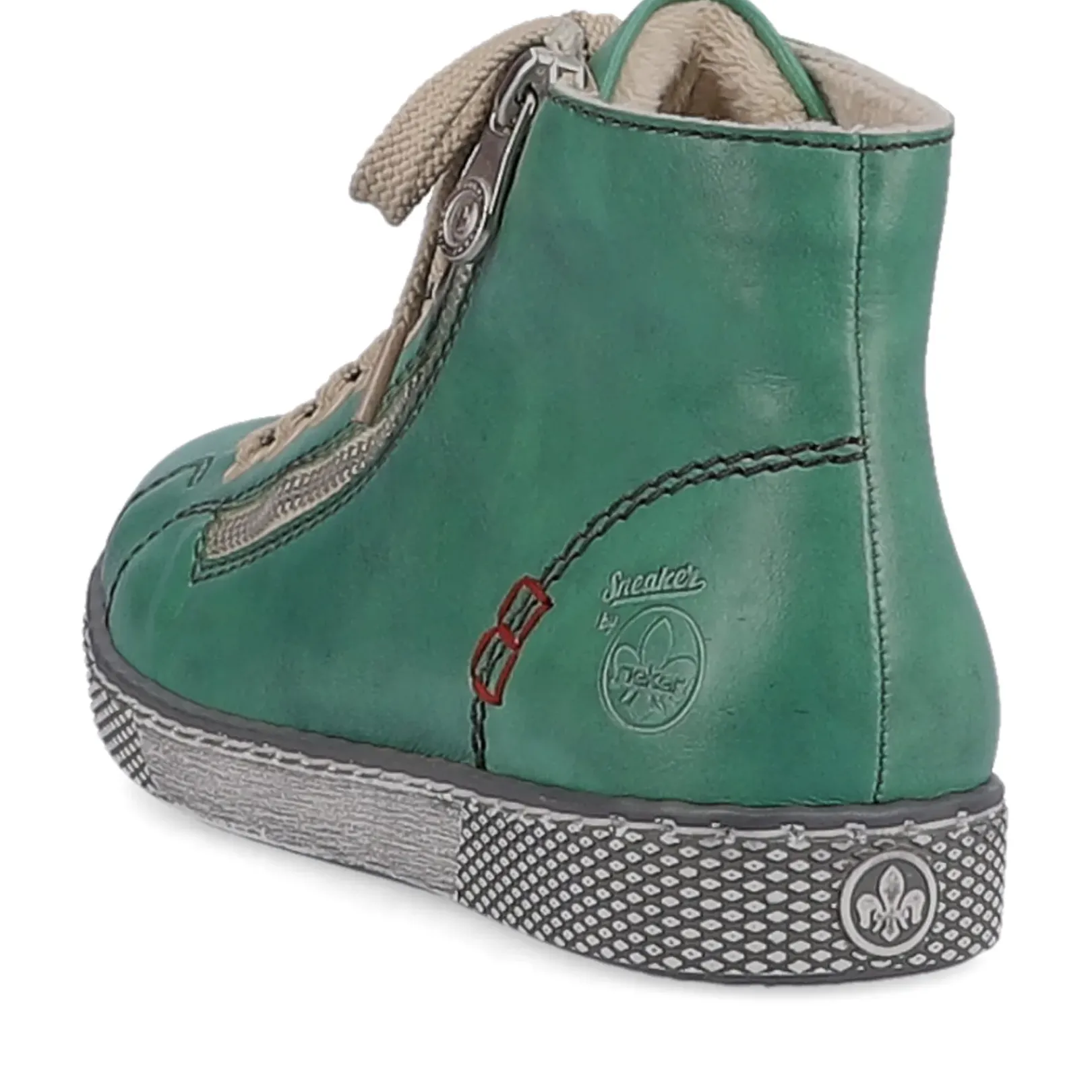 Fashion Rieker Sznurowane Buty Damskie W Kolorze Szmaragdowej Zieleni