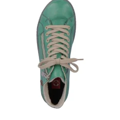 Fashion Rieker Sznurowane Buty Damskie W Kolorze Szmaragdowej Zieleni