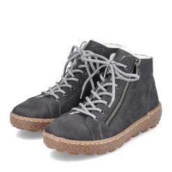 Hot Rieker Sznurowane Buty Damskie W Kolorze Asfaltowo-Szarym