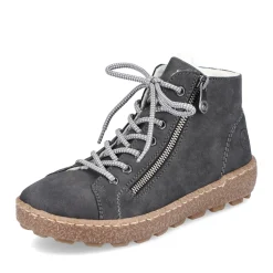 Hot Rieker Sznurowane Buty Damskie W Kolorze Asfaltowo-Szarym