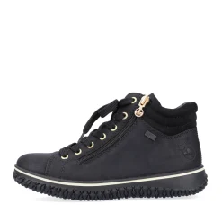 Discount Rieker Sznurowane Buty Damskie W Kolorze Glebokiej Czerni