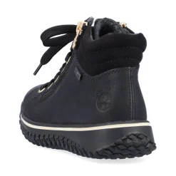 Discount Rieker Sznurowane Buty Damskie W Kolorze Glebokiej Czerni