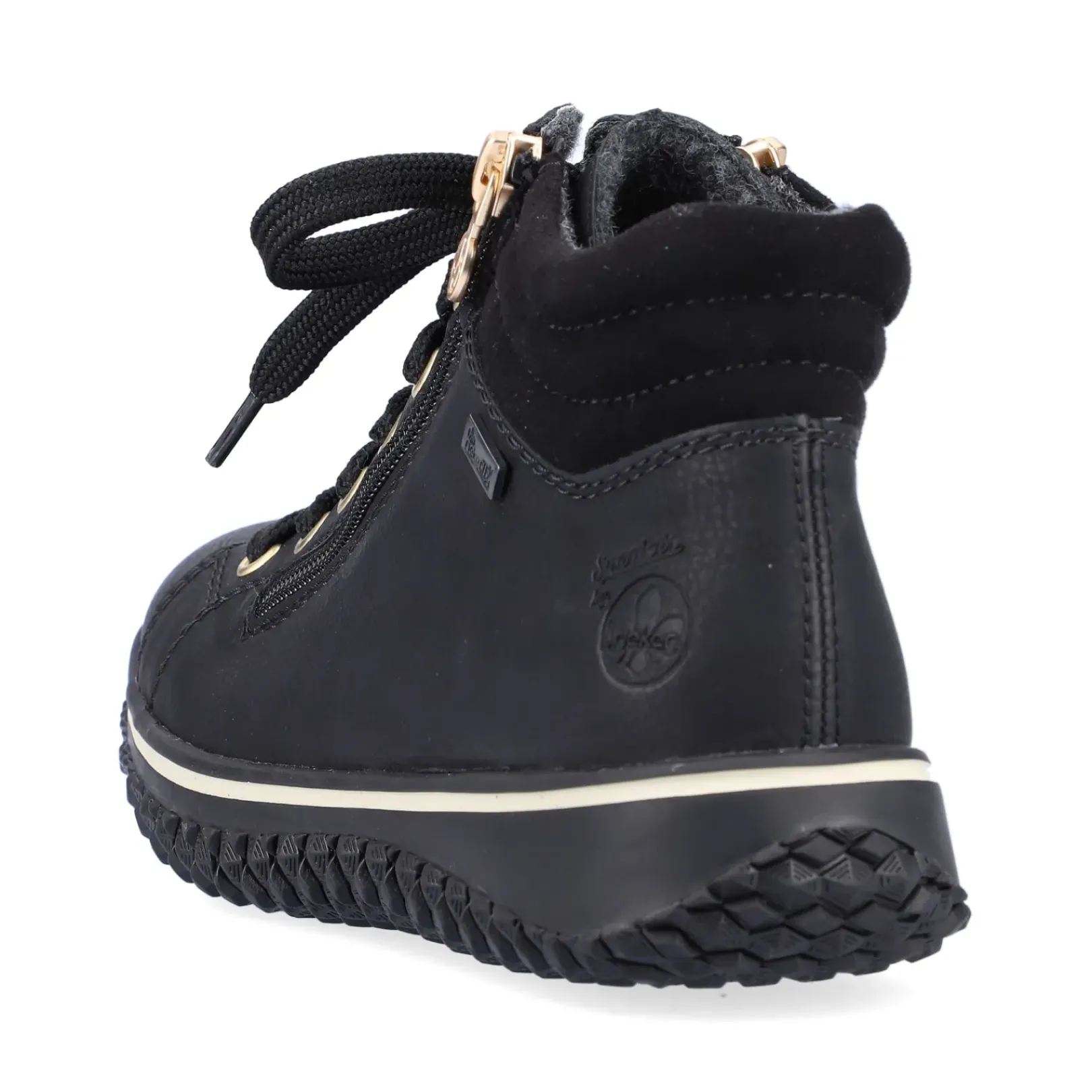 Discount Rieker Sznurowane Buty Damskie W Kolorze Glebokiej Czerni