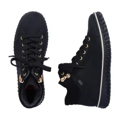 Discount Rieker Sznurowane Buty Damskie W Kolorze Glebokiej Czerni