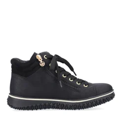 Discount Rieker Sznurowane Buty Damskie W Kolorze Glebokiej Czerni