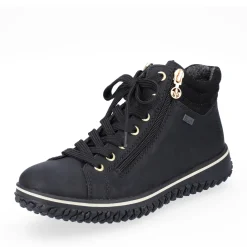 Discount Rieker Sznurowane Buty Damskie W Kolorze Glebokiej Czerni
