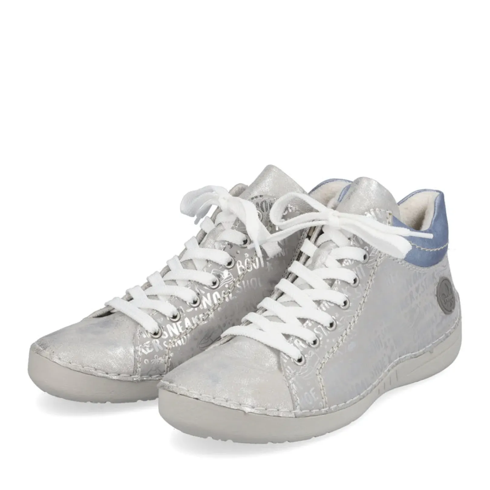 Outlet Rieker Sznurowane Buty Damskie W Kolorze Srebrno-Szarym-Blekitnym