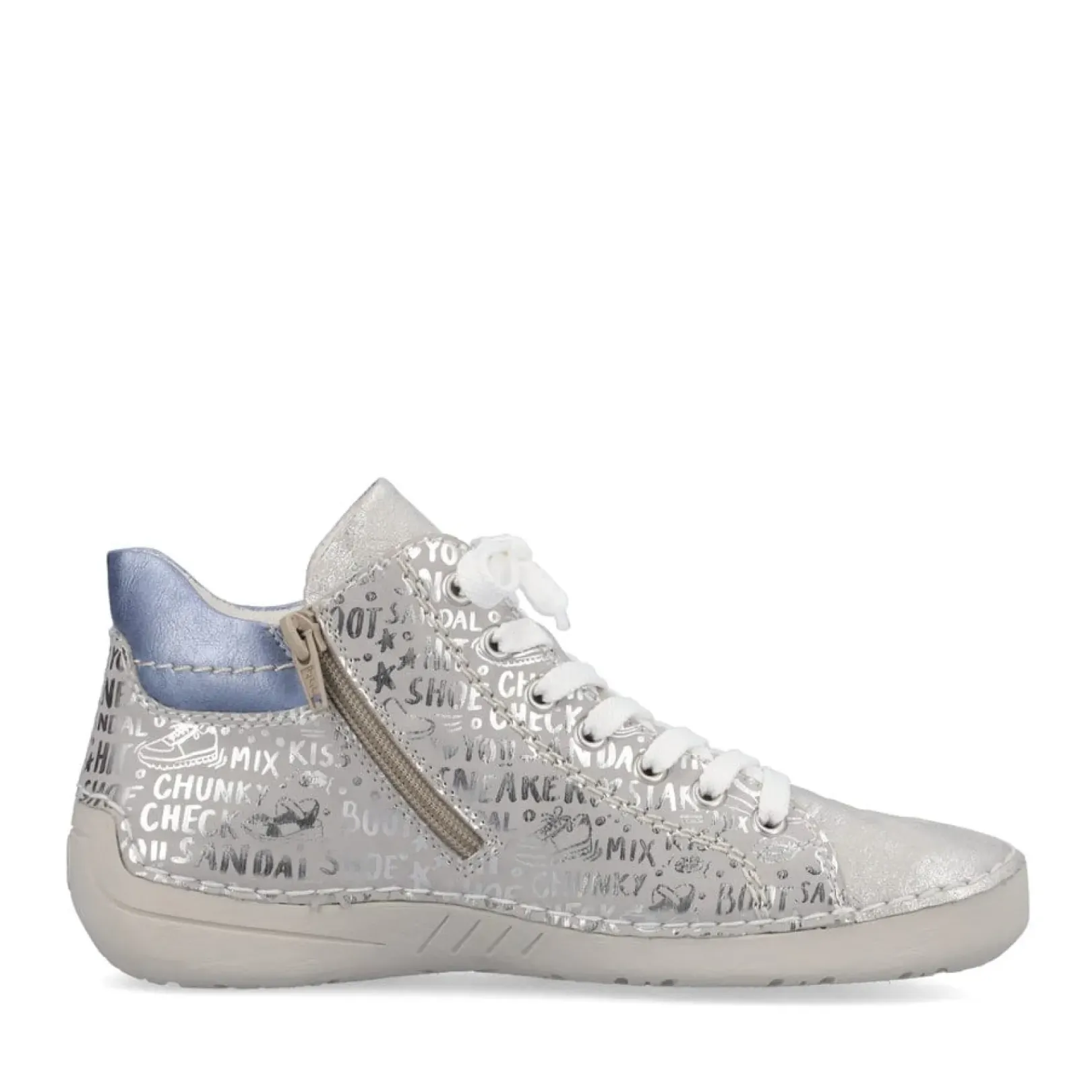 Outlet Rieker Sznurowane Buty Damskie W Kolorze Srebrno-Szarym-Blekitnym