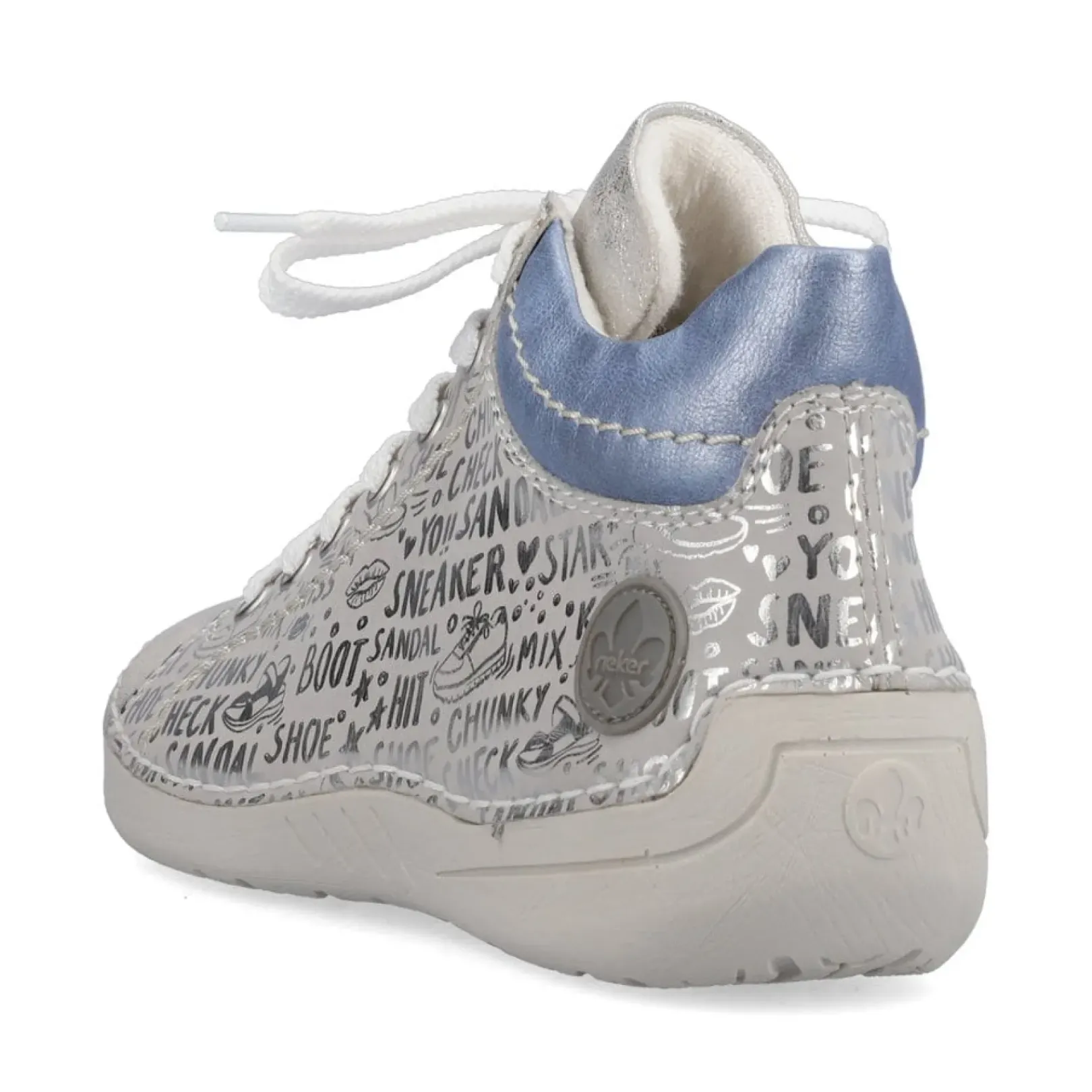 Outlet Rieker Sznurowane Buty Damskie W Kolorze Srebrno-Szarym-Blekitnym