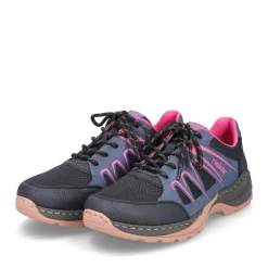Fashion Rieker Sznurowane Buty Damskie W Kolorze Granatowo-Malinowym