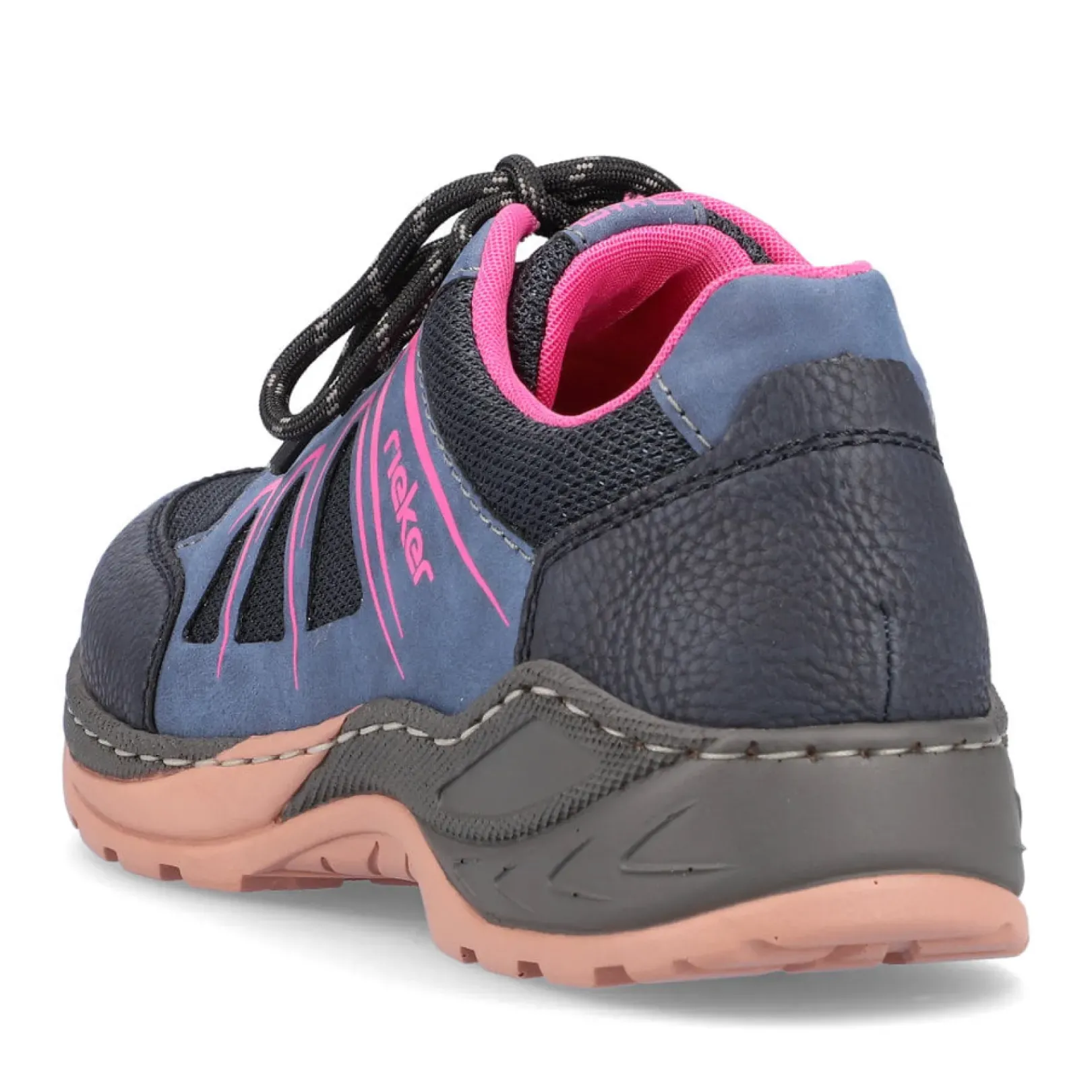 Fashion Rieker Sznurowane Buty Damskie W Kolorze Granatowo-Malinowym