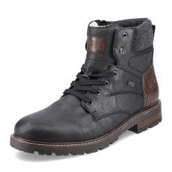 Outlet Rieker Sznurowane Buty Meskie W Kolorze Glebokiej Czerni