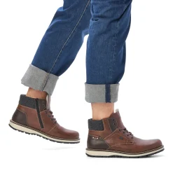 New Rieker Sznurowane Buty Meskie W Kolorze Kasztanowo-Brazowym