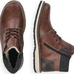 New Rieker Sznurowane Buty Meskie W Kolorze Kasztanowo-Brazowym