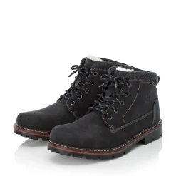 Hot Rieker Sznurowane Buty Meskie W Kolorze Grafitowo-Czarnym