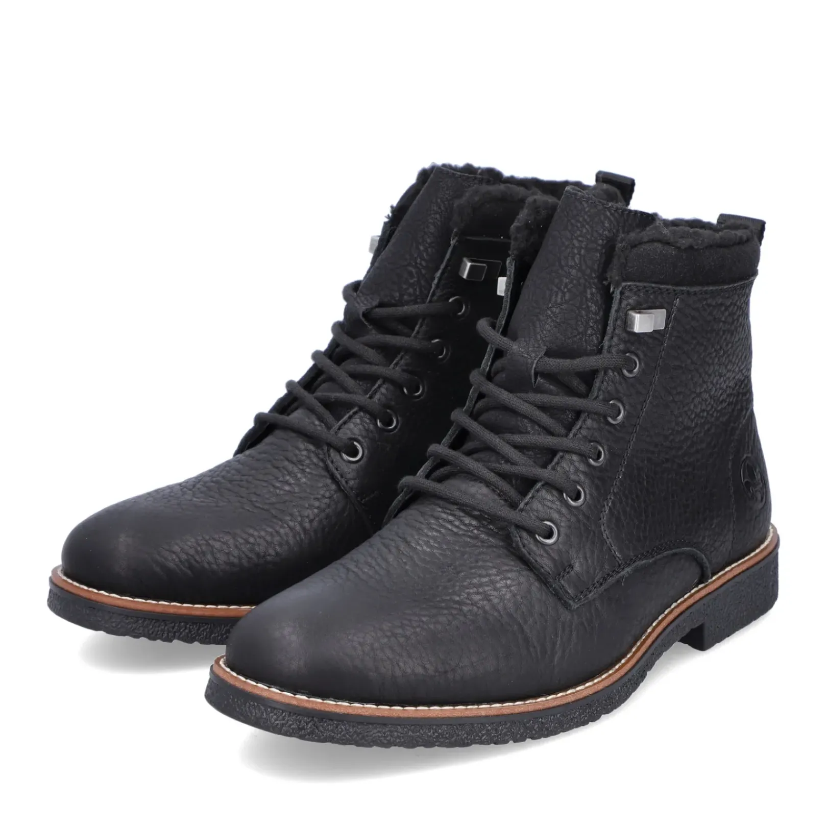 Fashion Rieker Sznurowane Buty Meskie W Kolorze Grafitowo-Czarnym