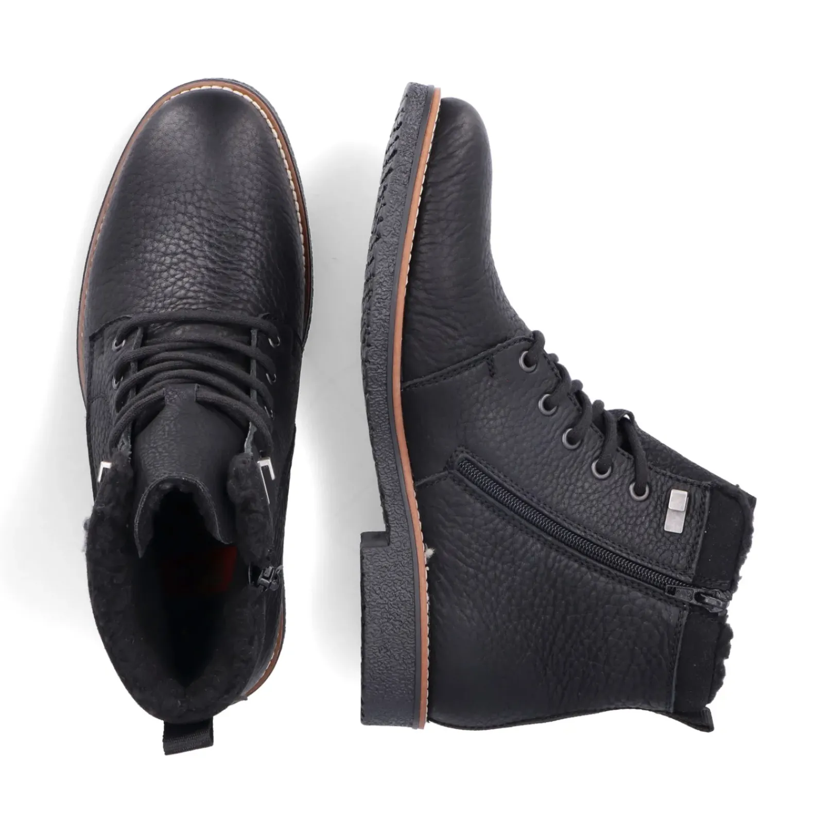 Fashion Rieker Sznurowane Buty Meskie W Kolorze Grafitowo-Czarnym