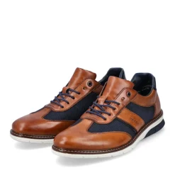 Hot Rieker Sznurowane Buty Meskie W Kolorze Cynamonowo-Brazowo-Oceanicznym